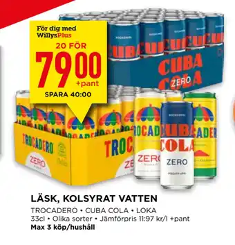 Willys LÄSK, KOLSYRAT VATTEN erbjuda