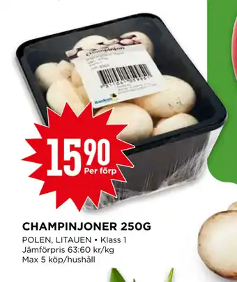 Willys CHAMPINJONER 250G erbjuda