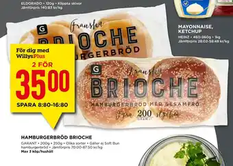 Willys HAMBURGERBRÖD BRIOCHE erbjuda