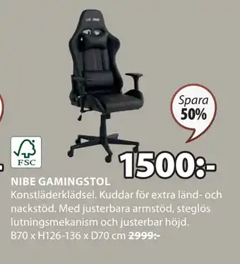 JYSK NIBE GAMINGSTOL erbjuda