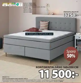 JYSK GOLD C60 KONTINENTALSÄNG COMFORT+ GRÅ-29 erbjuda