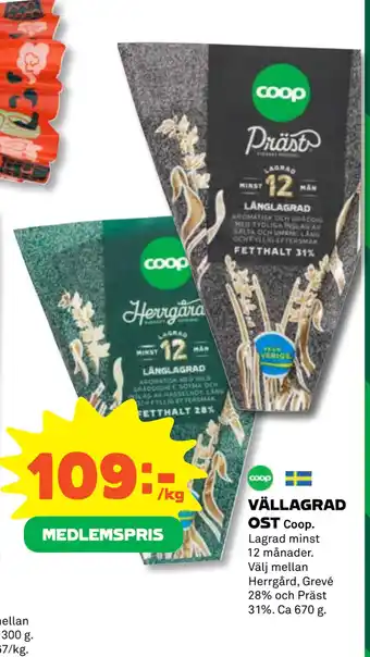 Coop Konsum VÄLLAGRAD OST erbjuda