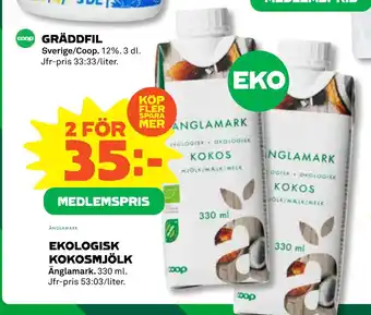 Coop Konsum EKOLOGISK KOKOSMJÖLK erbjuda