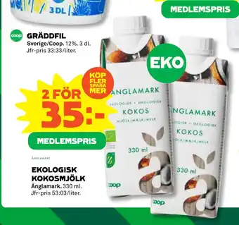 Coop Daglivs EKOLOGISK KOKOSMJÖLK erbjuda
