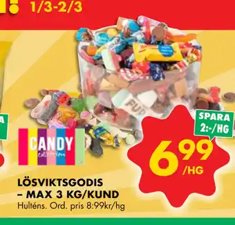 ÖoB LÖSVIKTSGODIS – MAX 3 KG/KUND erbjuda