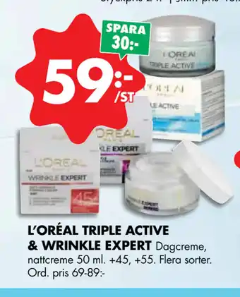 ÖoB L’ORÉAL TRIPLE ACTIVE & WRINKLE EXPERT erbjuda