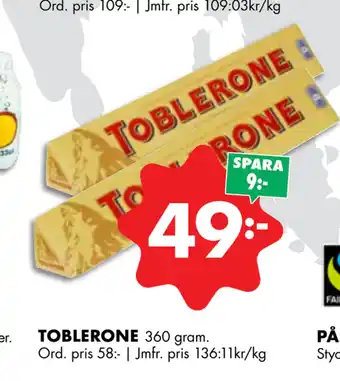 ÖoB TOBLERONE erbjuda