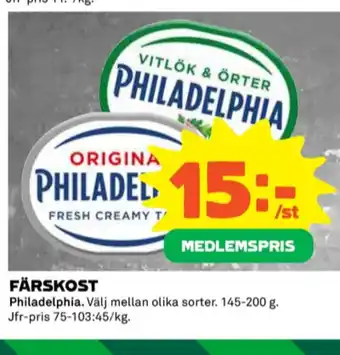 Coop Philadelphia färskost erbjuda