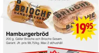 Matöppet Sesambrioche hamburgerbröd erbjuda