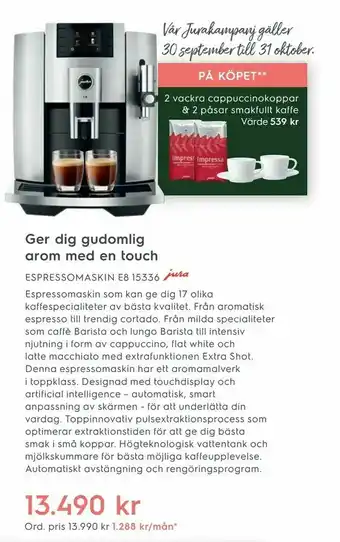 Electrolux Home ESPRESSOMASKIN E8 15336 erbjuda
