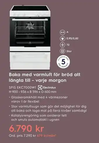 Electrolux Home Spis ekc7000w1 h 900 - 936 x b 596 x d 600 mm erbjuda