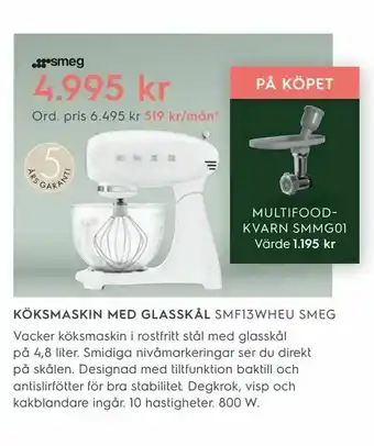 Electrolux Home Köksmaskin med glasskål SMF13WHEU SMEG erbjuda