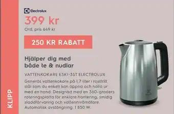 Electrolux Home Vattenkokare e3k1-3st electrolux erbjuda