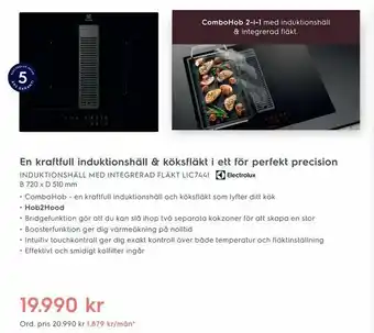 Electrolux Home Induktionshäll med integrerad fläkt lic744i b 720 x d 510 mm erbjuda