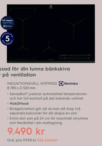 Electrolux Home Induktionshäll hof9000 b 780 x d 520 mm erbjuda