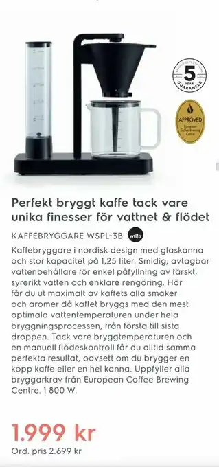 Electrolux Home KAFFEBRYGGARE WSPL-3B erbjuda