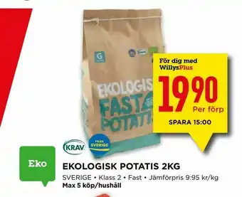 Willys Ekologisk potatis 2kg erbjuda
