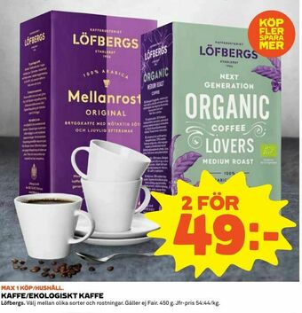 Coop Kaffe/ekologiskt kaffe erbjuda