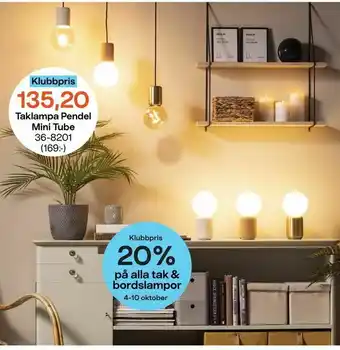Clas Ohlson Taklampa Pendel Mini Tube erbjuda