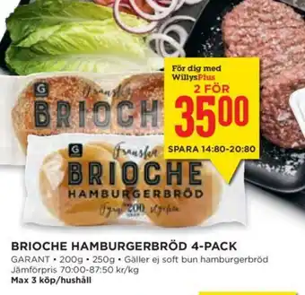 Willys BRIOCHE HAMBURGERBRÖD 4-PACK erbjuda