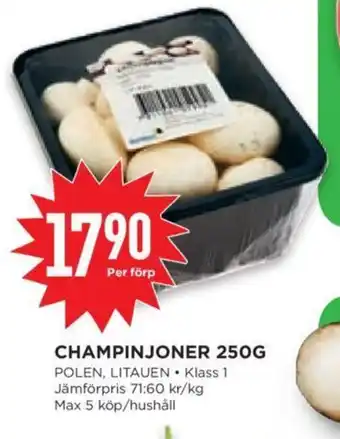 Willys CHAMPINJONER 250G erbjuda