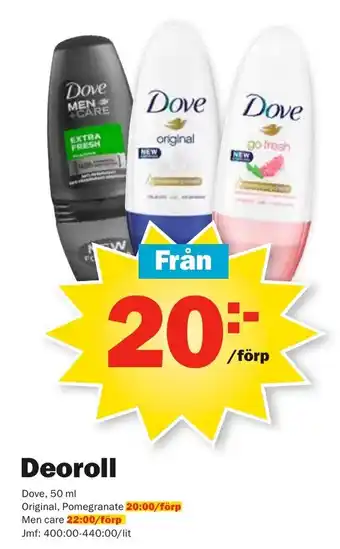 Pekås Dove Deoroll 50ml erbjuda