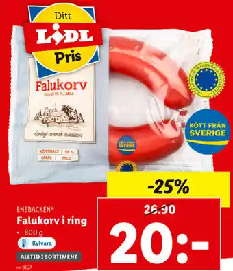 Lidl Enebacken Falukorv i ring 800g erbjuda
