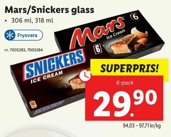 Lidl Mars/Snickers glass erbjuda