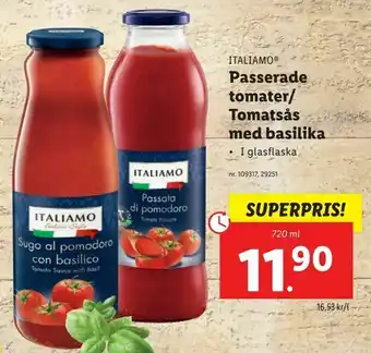 Lidl Passerade tomater/ Tomatsås med basilika erbjuda