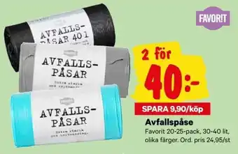 Favorit Avfallspåse 20-25 pack, 30-40 lit