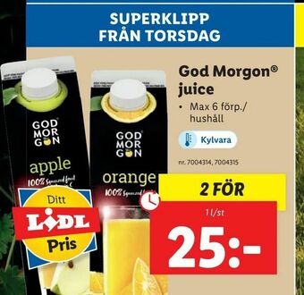 Lidl God Morgon® juice erbjuda