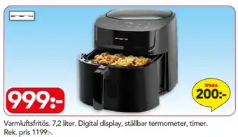Bo Ohlsson Varmluftsfritös. 7,2 liter. Digital display, ställbar termometer, timer. erbjuda