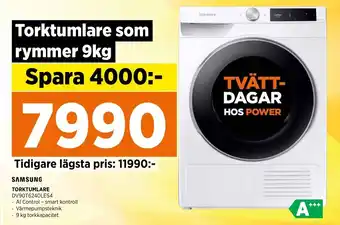 Power SAMSUNG TORKTUMLARE DV90T6240LES4 erbjuda