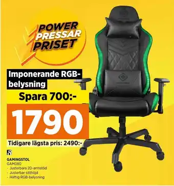 Power GAMINGSTOL GAM080 erbjuda