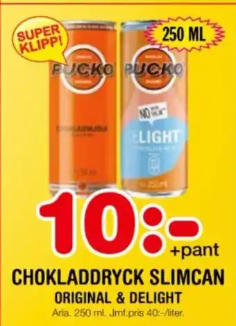 Nya Pulsen CHOKLADDRYCK SLIMCAN ORIGINAL & DELIGHT erbjuda