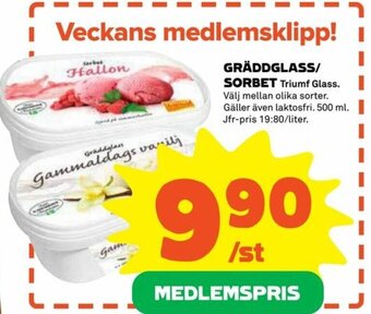 Coop Extra Gräddglass/Sorbet erbjuda
