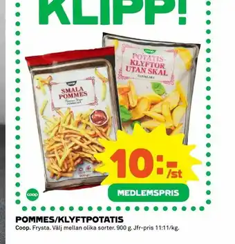 Pommes/klyftpotatis
