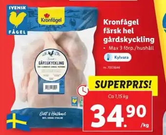 Lidl Kronfågel färsk hel gårdskyckling erbjuda