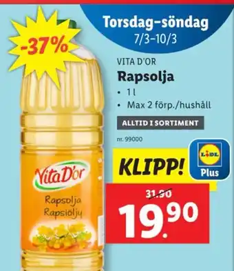 Lidl Rapsolja erbjuda