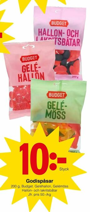 Matöppet Godispåsar erbjuda