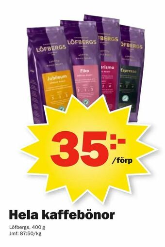 Pekås Hela kaffebönor erbjuda
