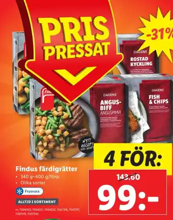 Lidl Findus färdigrätter erbjuda