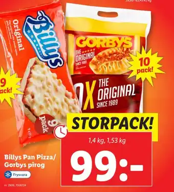 Lidl Billys Pan Pizza/ Gorbys pirog erbjuda