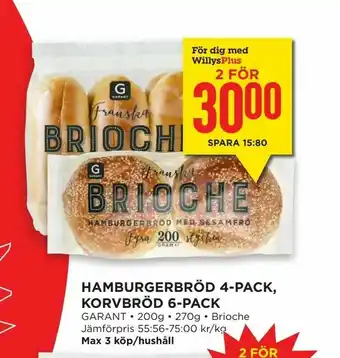 Hamburgerbröd 4-pack, korvbröd 6-pack