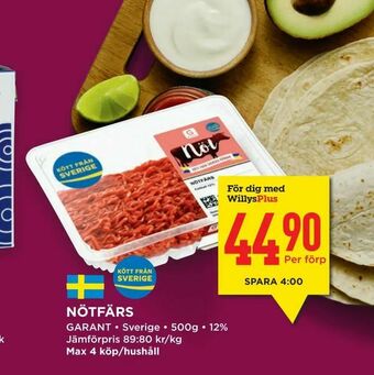 Willys Hemma Nötfärs erbjuda