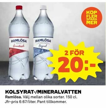 Coop Konsum Kolsyrat-/mineralvatten erbjuda
