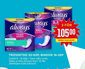 Willys Trosskydd 52-60p, bindor 16-26p erbjuda