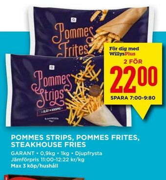 Willys Pommes strips, pommes frites, steakhouse fries erbjuda