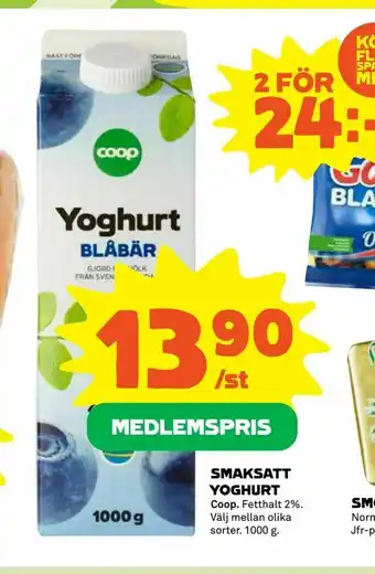 Coop Smaksatt yoghurt erbjuda