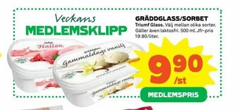 Coop Gräddglass/sorbet erbjuda